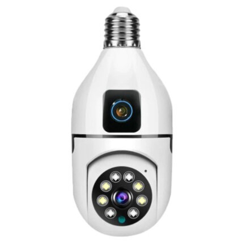 V380 3MP Pro Dual Lens PTZ Bulb IP Night Vision Camera